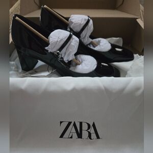 Zara Black Patent Mary Jane Heels